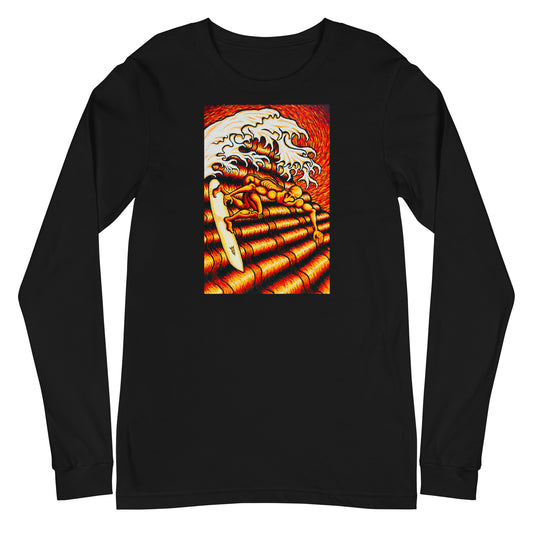 Surfer in Red and Yellow. Long Sleeve Tee